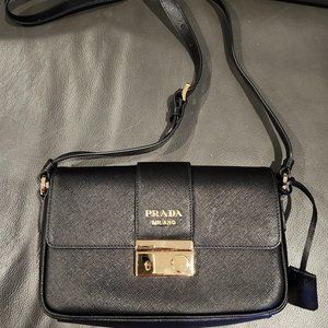 Prada, Bags, Prada Pattina Saffiano Black Bag